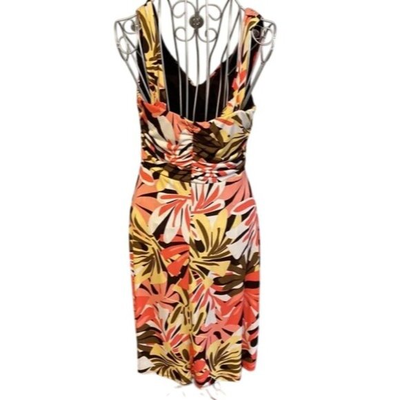 Bisou Bisou Dress Tropical Leaf Print Sleeveless Knee Length Size 10 - Picture 2 of 7